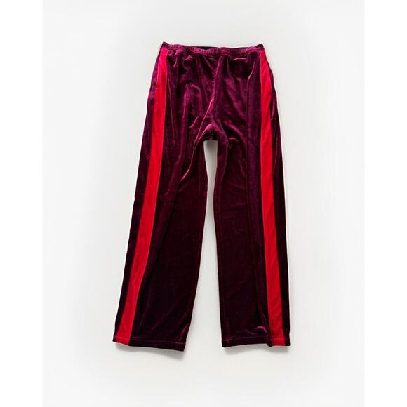 Drifter Womens High Rise Straight Velvet Pants Size S Burgundy Side Stripe
